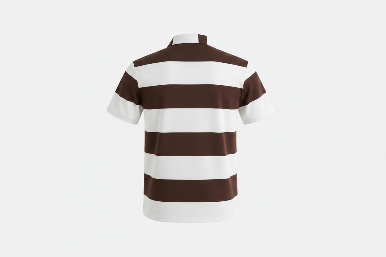 Brown & White Stripe Polo – Back