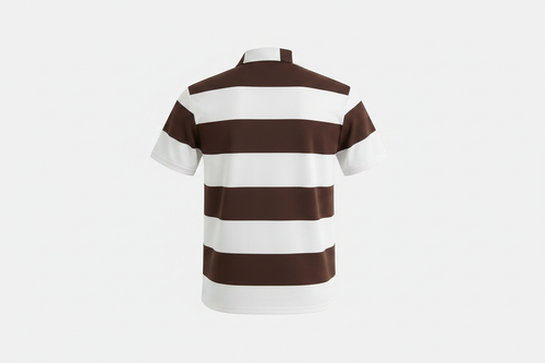 Brown & White Stripe Polo – Back