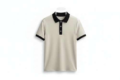 Cream & Black Polo – White Background