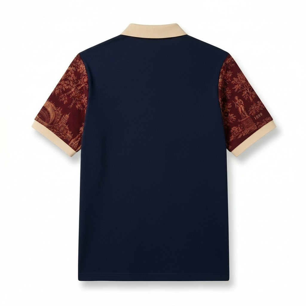 ZENI Navy Toile Print Polo