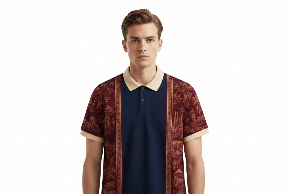 Navy Toile Polo – Model