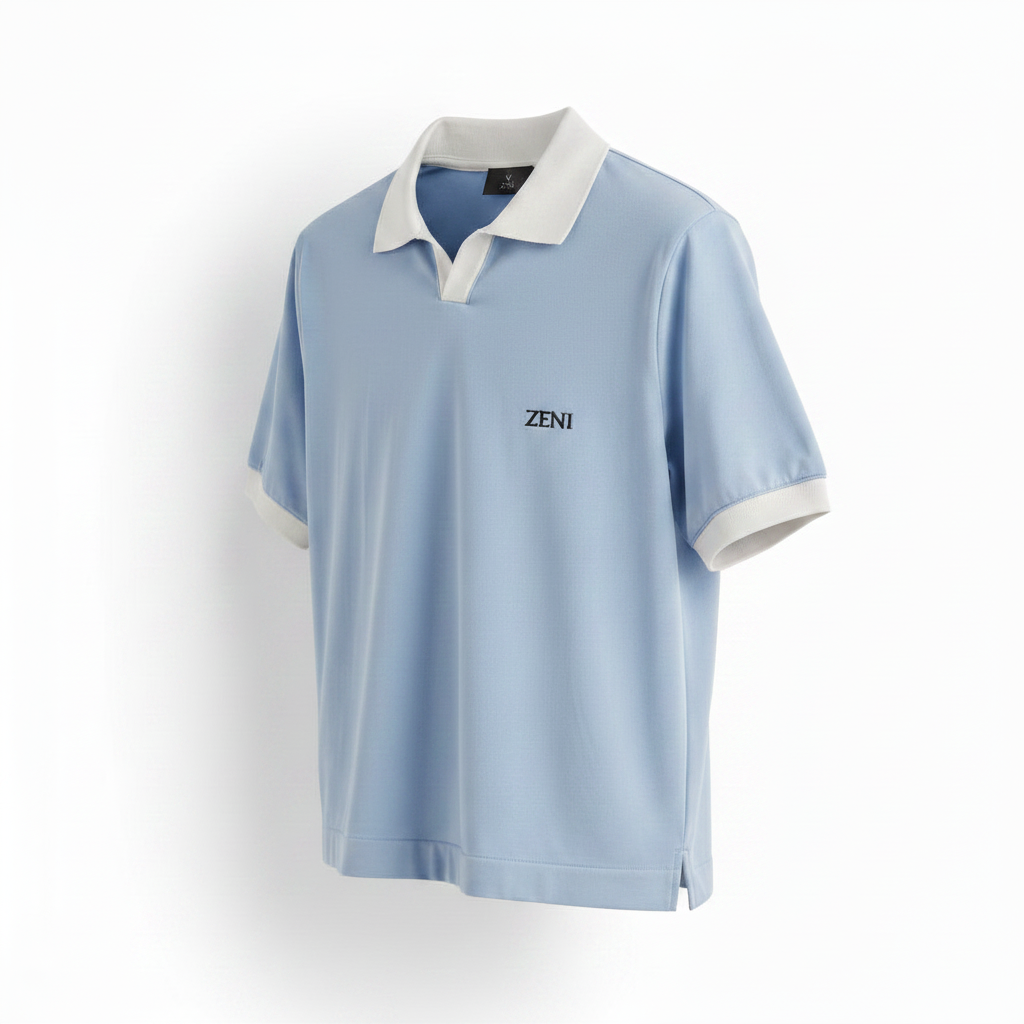 ZENI Light Blue Polo - Side Angle