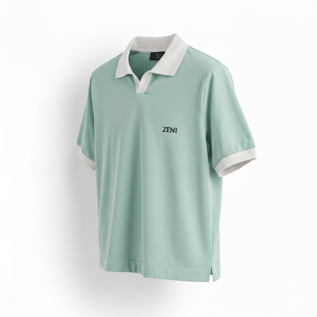 ZENI Mint Green Polo - Side Angle