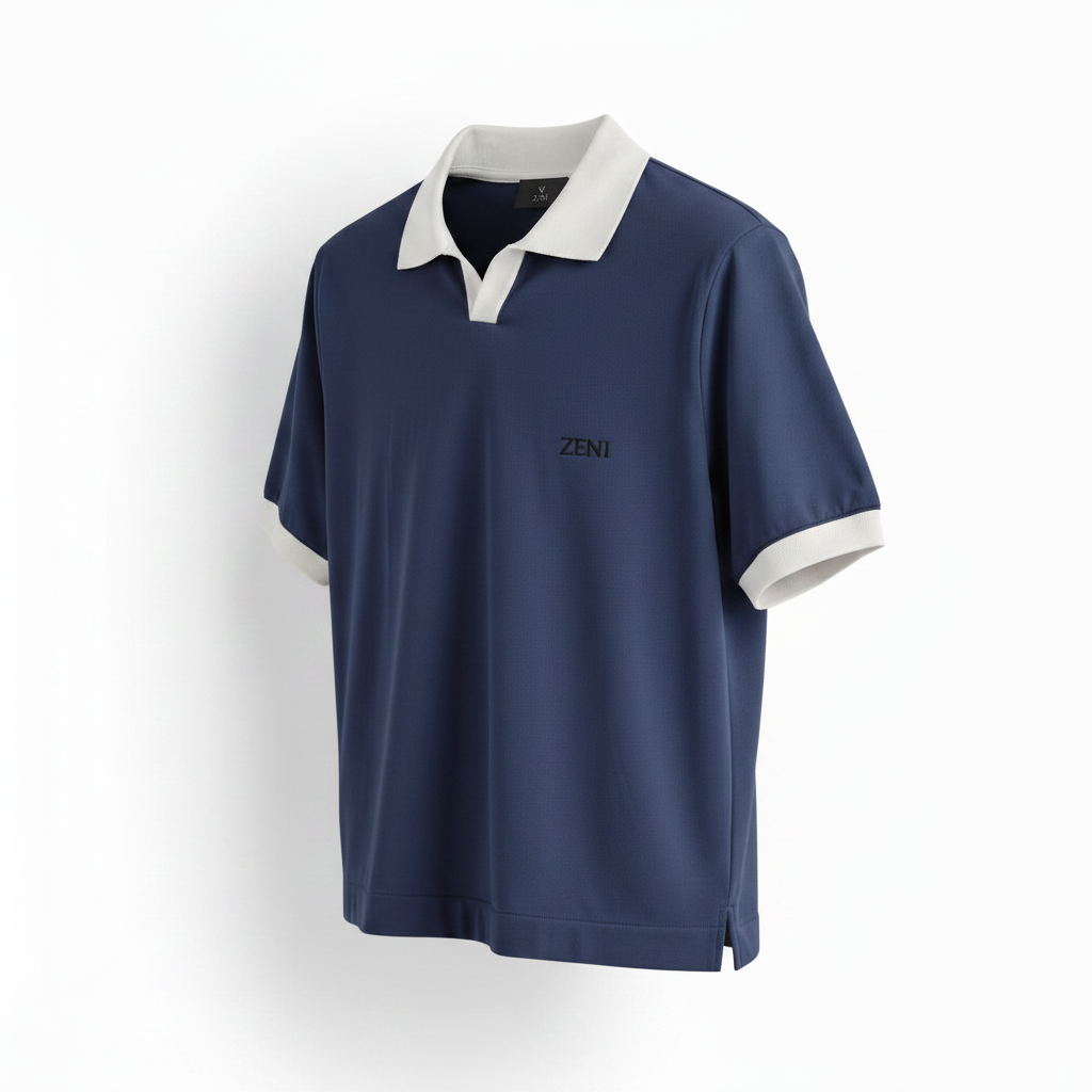 ZENI Navy Polo - Side Angle