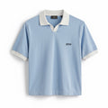 ZENI Sky Blue Cotton Polo T-Shirt