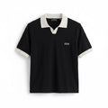 ZENI Black Cotton Polo T-Shirt