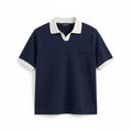ZENI Navy Blue Cotton Polo Shirt