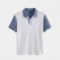 ZENI White & Slate Blue Contrast Polo