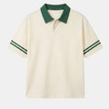 ZENI Cream & Forest Green Contrast Polo